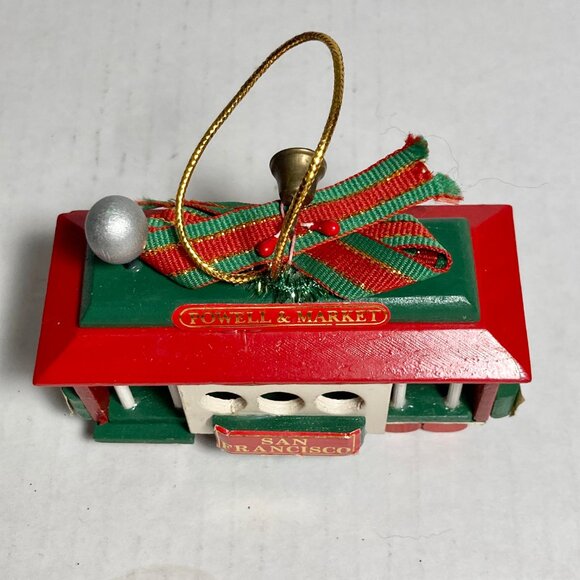 Vintage San Francisco Trolley Car Christmas Tree Ornament Powell & Market Wood - Picture 6 of 10